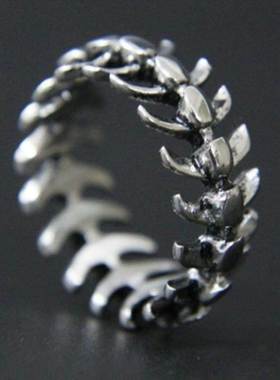 Vintage Gothic Rock Hip Hop Bones Mens Rings For Punk Fish B