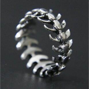 Vintage Gothic Rock Hip Hop Bones Mens Rings For Punk Fish B