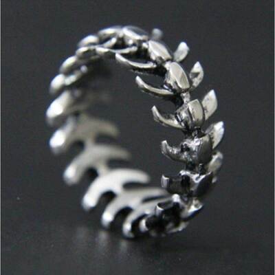 Vintage Gothic Rock Hip Hop Bones Mens Rings For Punk Fish B