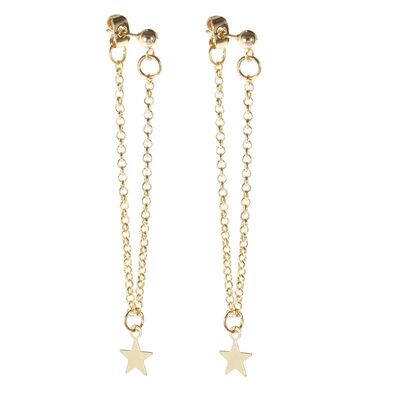 Fashion Sainless Seel Five-Poined Sar Shape Tassel Chain Ear