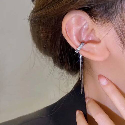 New Fashion Zircon Shining C Shape Long Tassel Ear Cuff No P