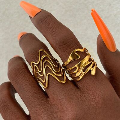 Sainless Seel Irregular Line Ring Gold Color Simple Geomeric
