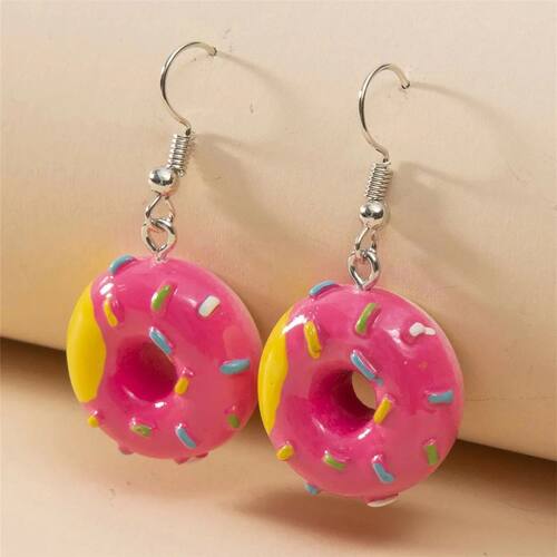 Fashion cartoon cute rose red donut earrings simulate hand-m