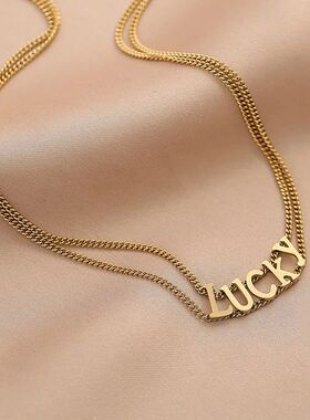 Niche Design Titanium Steel Necklace Women's Double Layer Lu