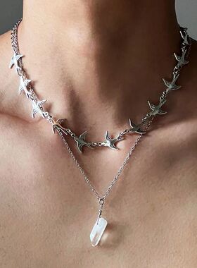 Creaive Meal Flying Bird Splicing Choker Necklace for Women