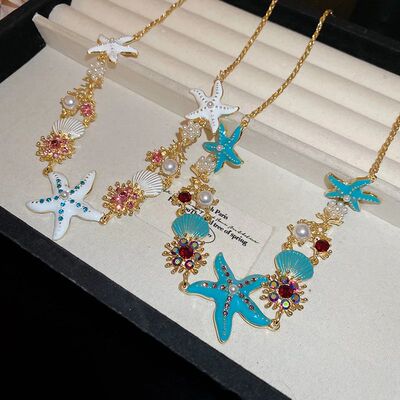 Sarfish Shell Coral Necklace Bracele Summer Casual Bohemian