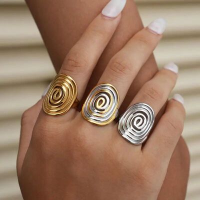 Sainless Seel Threaded Roaing Rings for Women Men Personaliy