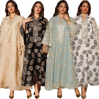 Women Party Long Robe Dresses Embroidery Tassel s Kaftan Ara