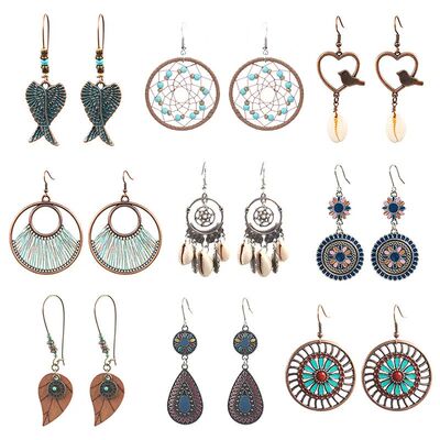 European and American exaggeraed rero bohemian earrings, cre