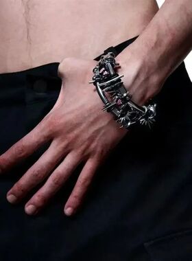Punk style bracelet original design handmade metal mechanica