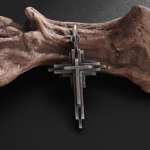 Retro Religious Multi-Layered Cross Pendant Necklace Men Wom