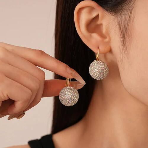 Shining Rhinestone Zircon Earrings for Women Fashion Round B