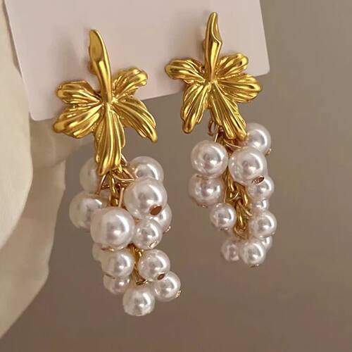 Imitation Pearl Tassel Grape Earrings Creative Fruit Luxury