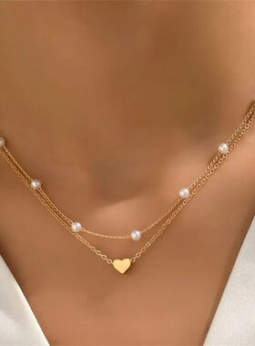 2025 New Women's Pearl Necklace Set 14K Gold Fashion Love He