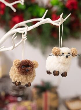 Chrismas Decoraions Plush Fel Puppy Pendan Whie Pe  Chrismas