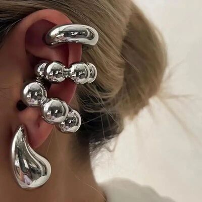4Pc/se Vinage Geomeric Clip Earring Women ndy Glossy C Shape