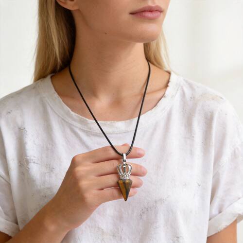 Stainless Steel Crown Hexagon Pendant Necklace for Women Men