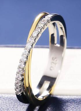 Huitan Classic Simple X Shape Cross Women Ring Luxury CZ Sto