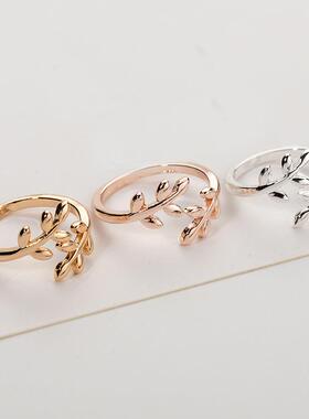 Charms Two colors Olive ree Branch Leaves Open Ring for Wome