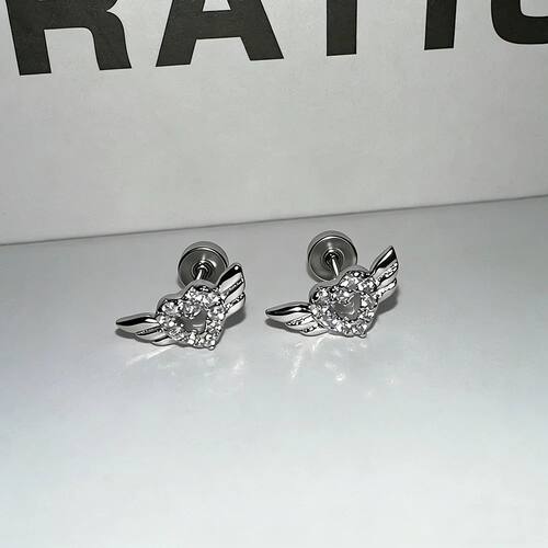 Exquisite Hollow Out  Love Heart with Wings Ear Bone Nail Go