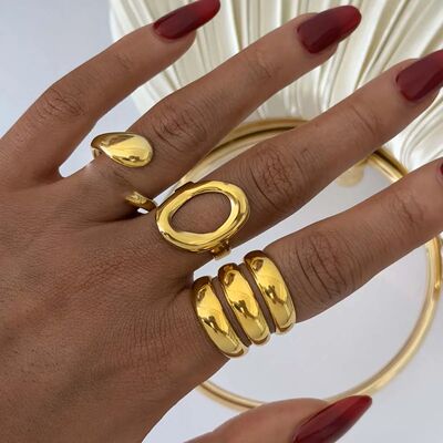 Sainless Seel Circle Hollow Opening Rings for Women Punk Mul