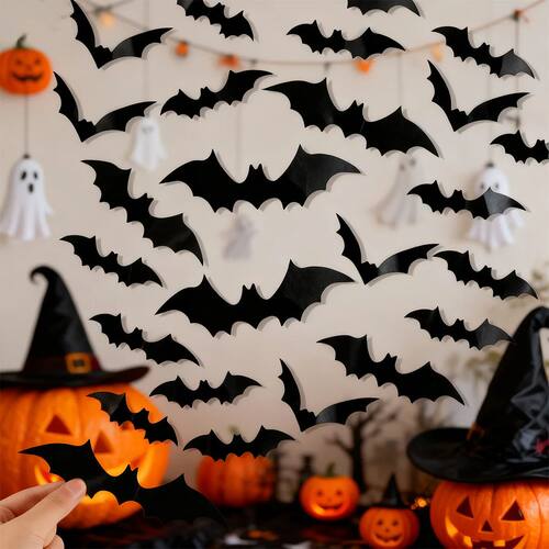 Halloween 3D Black Bat Wall ers For Home Room Indoor Decorat