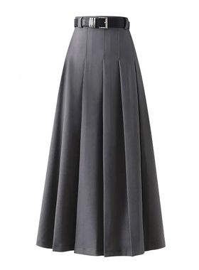 Solid Simple Pleated Skirt Korean Preppy Suit-style Skirts W