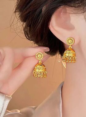 Vinage Gold Color Bell Tassel Drop Earrings for Women Fashio