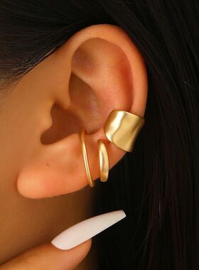 Vinage Geomeric Clip Earrings for Women Irregular Hip-Hop No