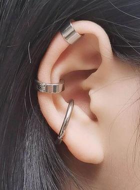 Personalized Harajuku ins stainless steel ear clip earrings