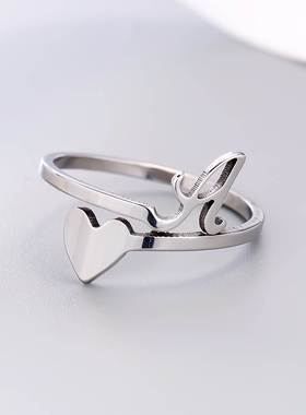 Fashion Silver Color 26 Letter Love Heart Rings Stainless St