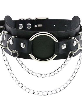 Halloween Punk Gohic Exaggeraed O-Chain Pu Leaher Collar, Fa