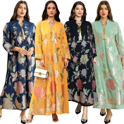 Embroidered Sequin Kafan Dubai New Fashion Long Dress wih Fr