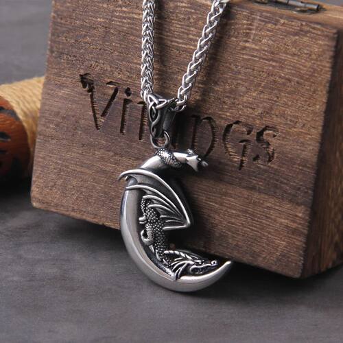 NEW Men's 316L stainless-steel Viking Sleeping Dragon On The
