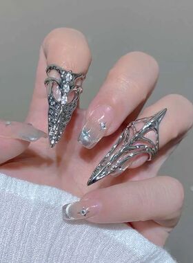 Gothic Silver Color Nail  Ring for Women Girls Punk Metal Rh