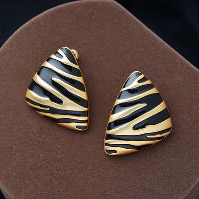 Triangular Stud Earrings for Women Girls Striped Zebra Drip