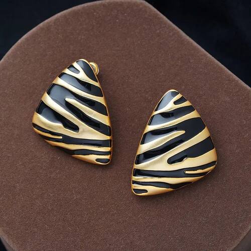 Triangular Stud Earrings for Women Girls Striped Zebra Drip