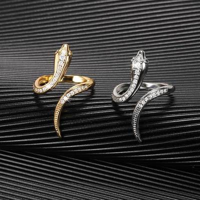 Adjustable Snake Rings For Women Animal Crystal Jewelry Knuc