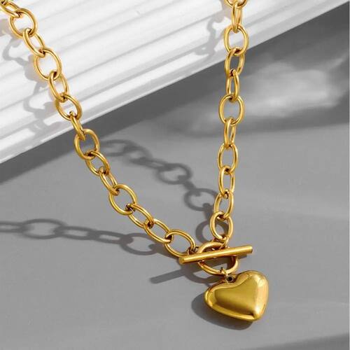 Stainless Steel Love Heart OT Buckle Necklace For Women Thic