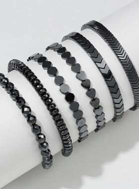 No-magnetic Black Hematite Bracelets For Women Healing Beads