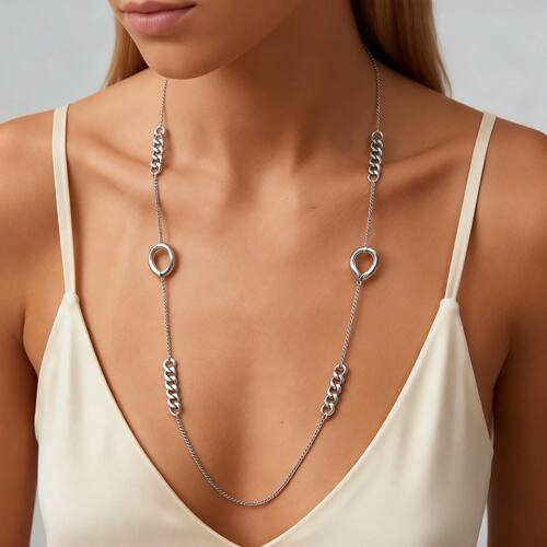 Irregular Circle Layered Necklace for Women, Stainless Steel