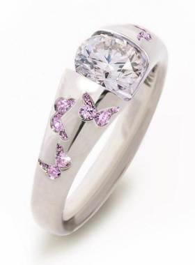 Creative Women Fashion Butterfly Ring Silver Color Inlaid Wh