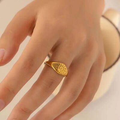 Sainless Seel Gold Color Sun Rings for Women Men Vinage Meal