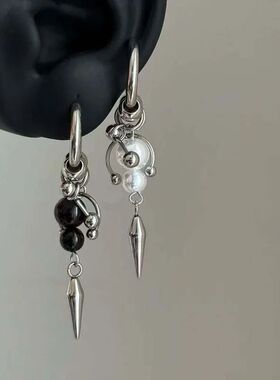 1Pc Punk Silver Color Rive Drop Earring for Women Men Gohic