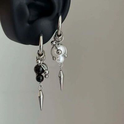 1Pc Punk Silver Color Rive Drop Earring for Women Men Gohic