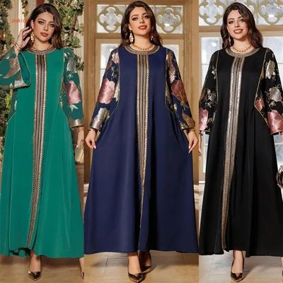 Women Casual Loose Long Sleeve Embroidery s Maxi Dress Loose