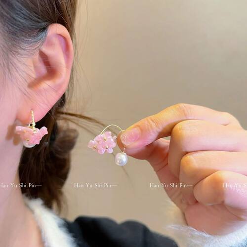 Flower pearl sud earrings emperamen advanced sense osmanhus