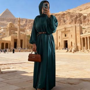 Women Jalabiya Dress Satin  2 Piece Set 2026 Long Dresses s