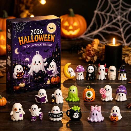 24Days Halloween Countdown Advent Calendar,Mini Ghost Figure