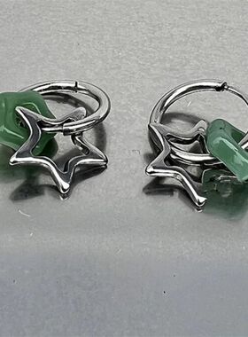 Fashion Imiaion Jade Penagon Sar Earrings Niche Design Feeli